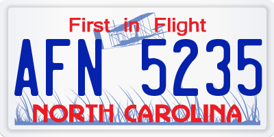 NC license plate AFN5235