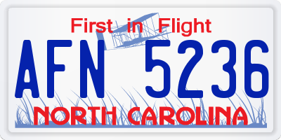 NC license plate AFN5236