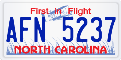 NC license plate AFN5237