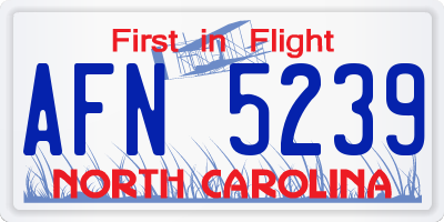 NC license plate AFN5239