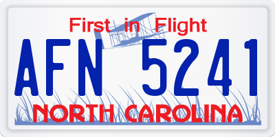 NC license plate AFN5241