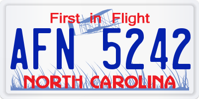 NC license plate AFN5242