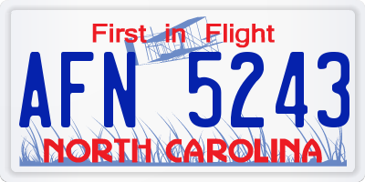 NC license plate AFN5243