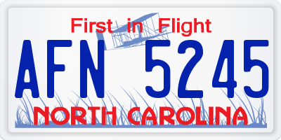 NC license plate AFN5245
