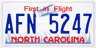 NC license plate AFN5247