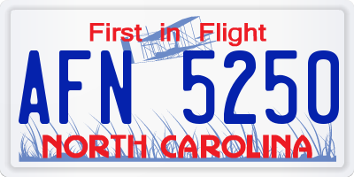 NC license plate AFN5250