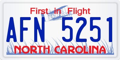 NC license plate AFN5251