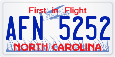 NC license plate AFN5252