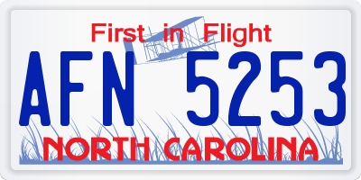 NC license plate AFN5253