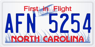 NC license plate AFN5254