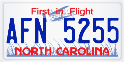 NC license plate AFN5255