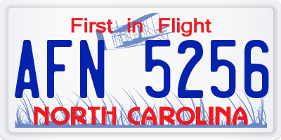 NC license plate AFN5256