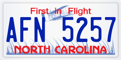 NC license plate AFN5257