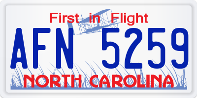NC license plate AFN5259