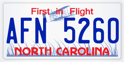 NC license plate AFN5260