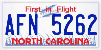 NC license plate AFN5262