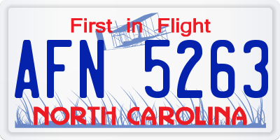 NC license plate AFN5263