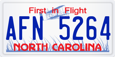 NC license plate AFN5264