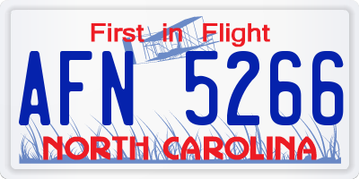 NC license plate AFN5266