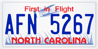 NC license plate AFN5267