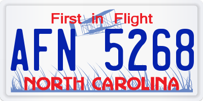 NC license plate AFN5268