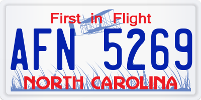 NC license plate AFN5269