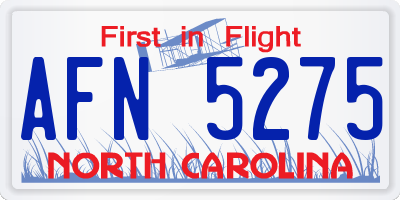 NC license plate AFN5275