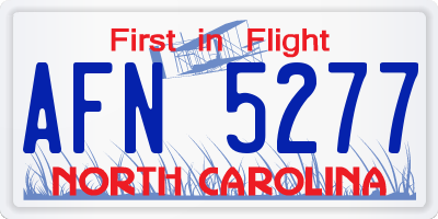 NC license plate AFN5277