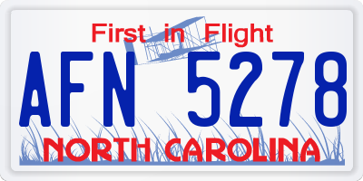 NC license plate AFN5278
