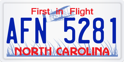 NC license plate AFN5281