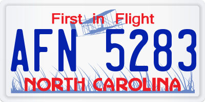 NC license plate AFN5283