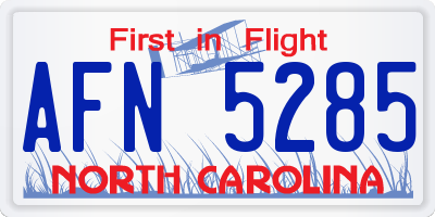 NC license plate AFN5285