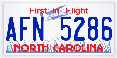 NC license plate AFN5286