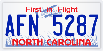 NC license plate AFN5287