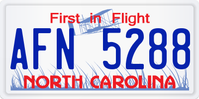 NC license plate AFN5288
