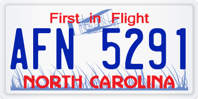 NC license plate AFN5291