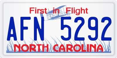 NC license plate AFN5292