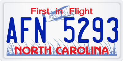 NC license plate AFN5293