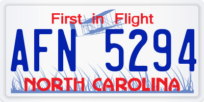 NC license plate AFN5294