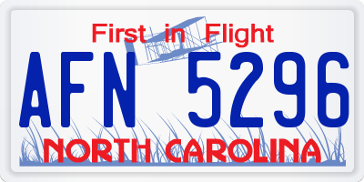 NC license plate AFN5296