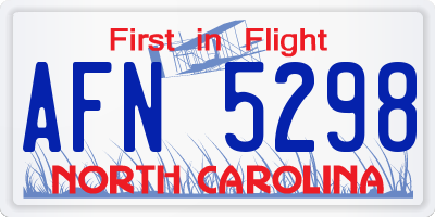 NC license plate AFN5298