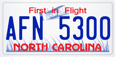 NC license plate AFN5300