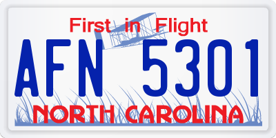 NC license plate AFN5301