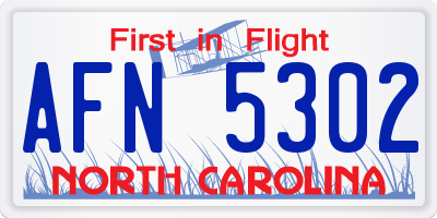 NC license plate AFN5302