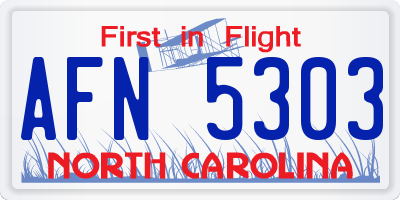 NC license plate AFN5303
