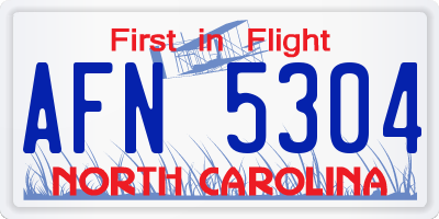 NC license plate AFN5304