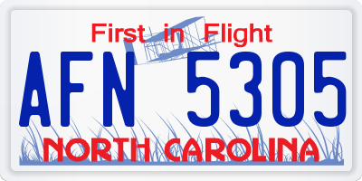 NC license plate AFN5305