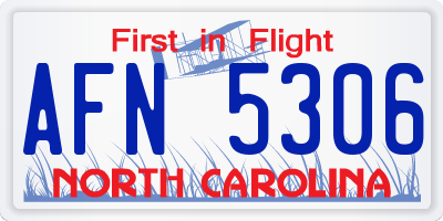 NC license plate AFN5306