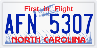 NC license plate AFN5307