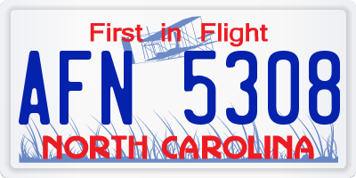 NC license plate AFN5308